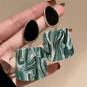 2/$21 Ladies Green Acrylic Dangle Earrings